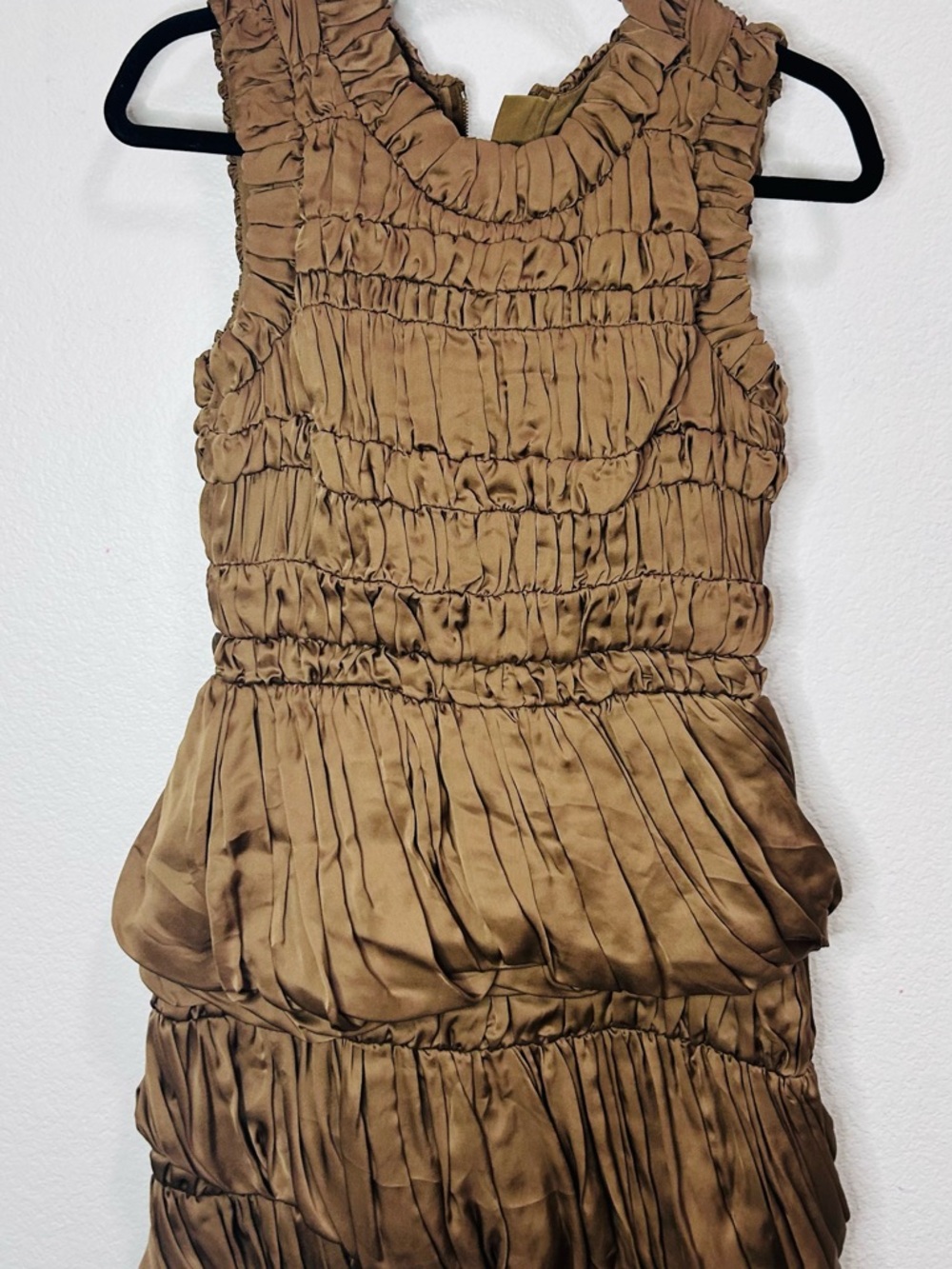 Burberry Olive Brown Ruffled Dress